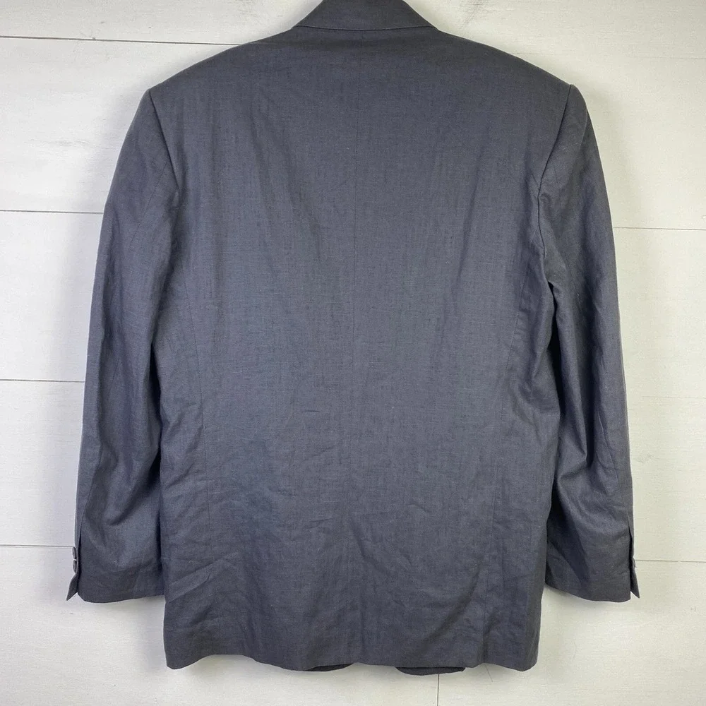 NWT Vtg ReUnion Blazer Mens M Gray Linen Blend Coastal Resort 2 Button Deadstock